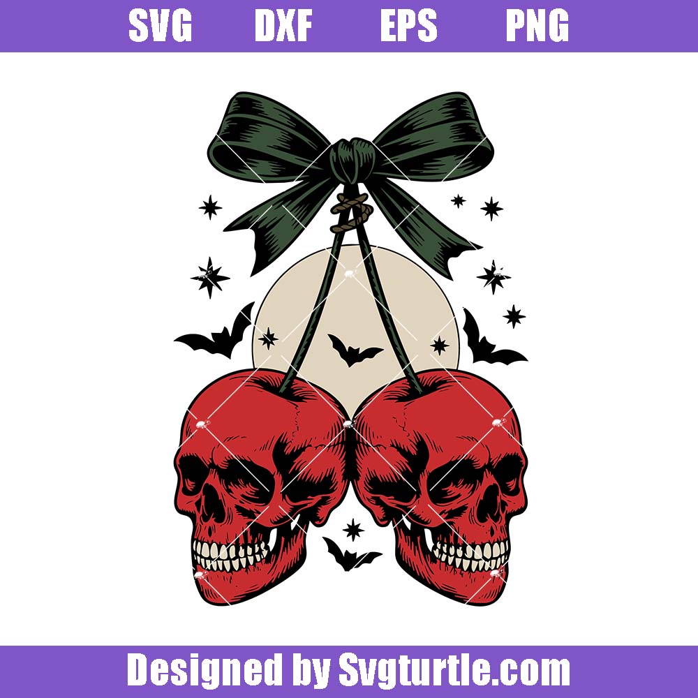 Spooky Cherry Halloween Bow Svg, Coquette Skull Cherry Svg Spooky Cherry Halloween Bow Svg, Coquette Skull Cherry Svg