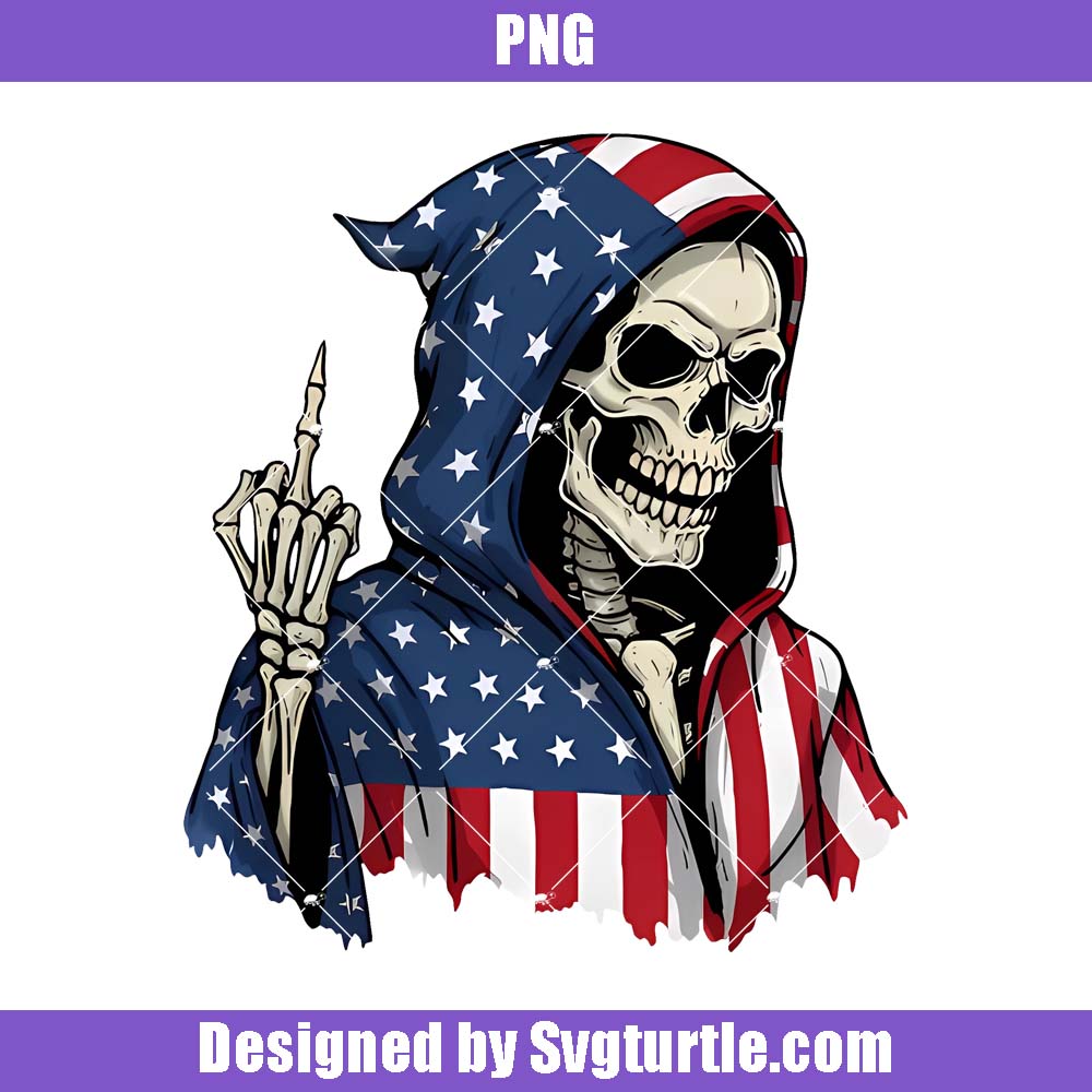 Patriotic Grim Reaper Skeleton Png, Funny Usa Flag Skull Png Patriotic Grim Reaper Skeleton Png