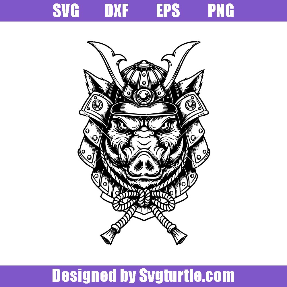 Samurai Boar Warrior Svg, Animal Samurai Svg, Mask Helmet Tattoo Svg Samurai Boar Warrior Svg