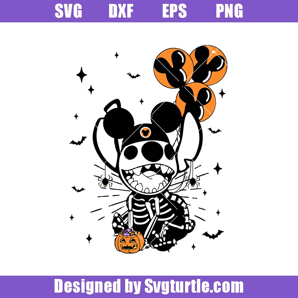 Stitch Skeleton Halloween Svg, Mickey Balloon Svg, Spooky Season Svg Stitch Skeleton Halloween Svg, Mickey Balloon Svg, Spooky Season Svg