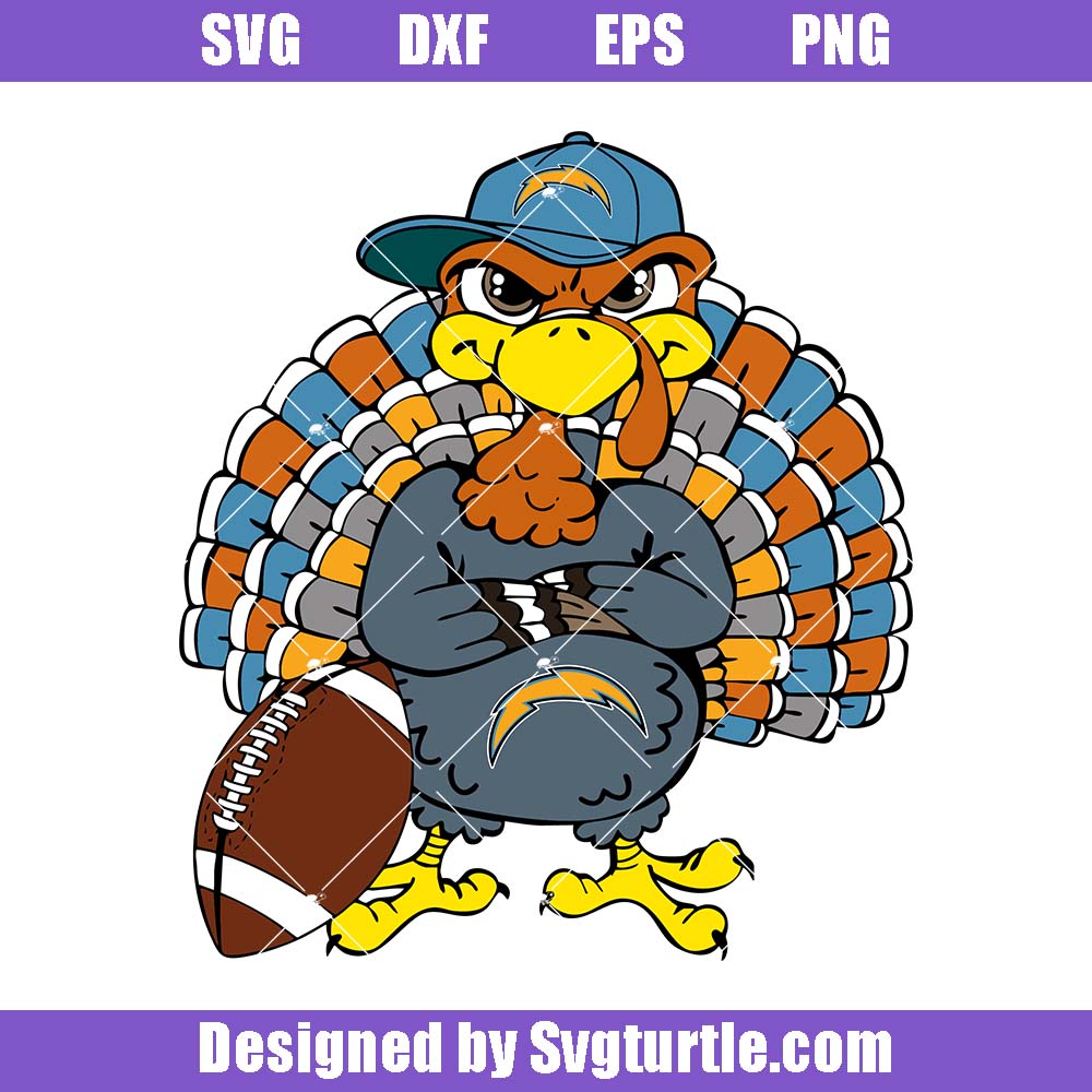 Chargersturkey Svg, Funny Football Turkey Thanksgiving Svg Chargers Turkey Svg