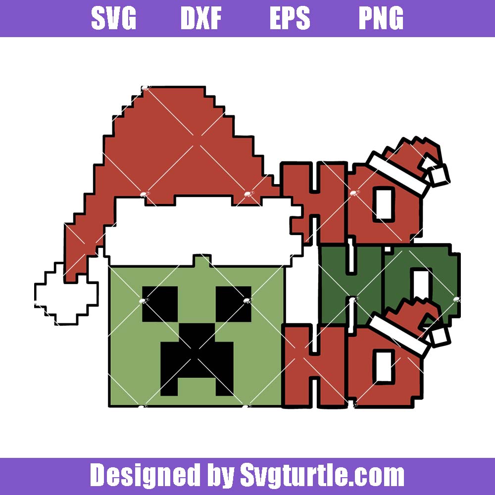 Minec Inspired Christmas Svg, Creeper Santa Block Svg, Crisp Lines Svg Minec Inspired Christmas Svg