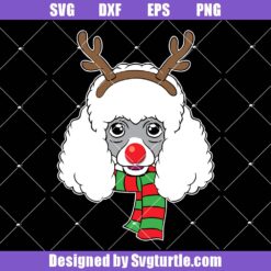 Poodle Christmas Reindeer Horns Dog Svg