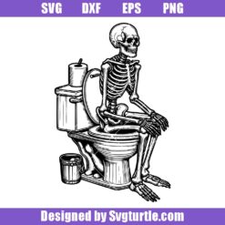 Whimsical Skeleton On Toilet Svg