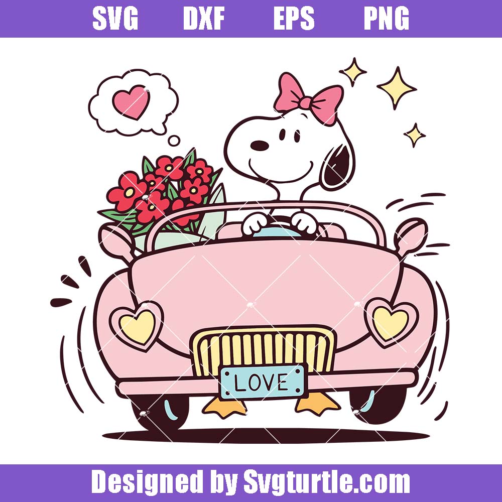 Snoop Valentines Day Car Svg, Pink Puppy Svg, Peanuts Valentine Svg Snoop Valentines Day Car Svg, Pink Puppy Svg, Peanuts Valentine Svg