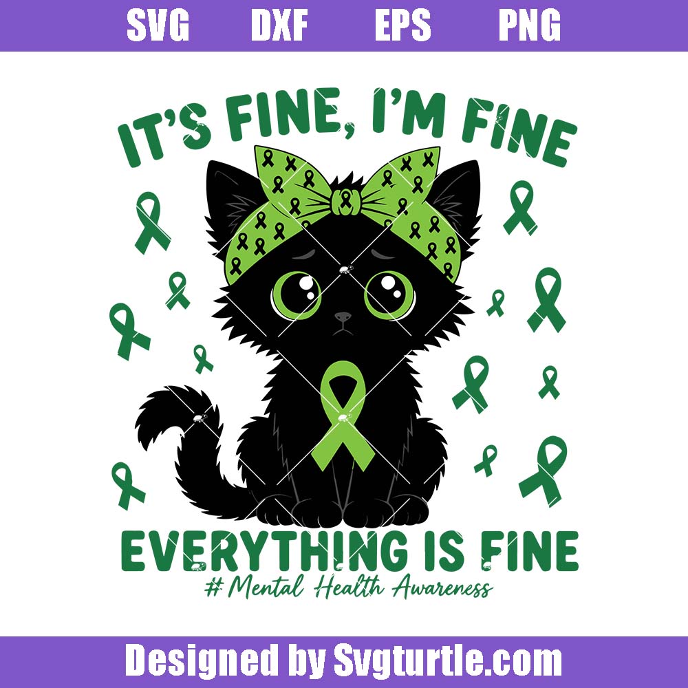 Mental Health Awareness Black Cat Svg, Mental Health Awareness Svg Mental Health Awareness Black Cat Svg